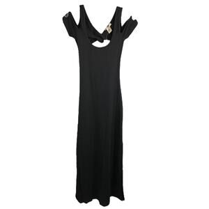 Arden B Maxi Dress Womens Y2K Small 43817023 Black Open Shoulder Cut Out‎ NWT